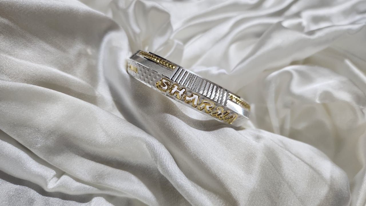 Personalized Dual-Tone Kada/Bangle | Custom Engraved Name