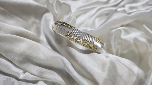 Personalized Dual-Tone Kada/Bangle | Custom Engraved Name
