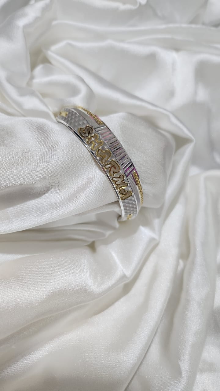 Personalized Dual-Tone Kada/Bangle | Custom Engraved Name
