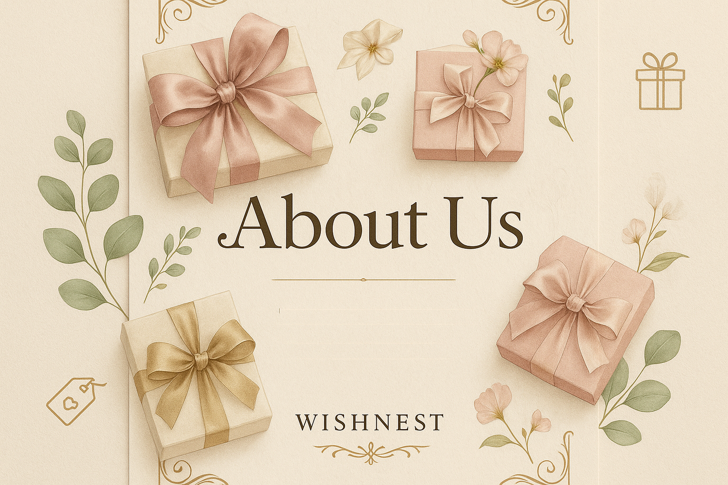 design about us poster for wishnest gifting brand elegant